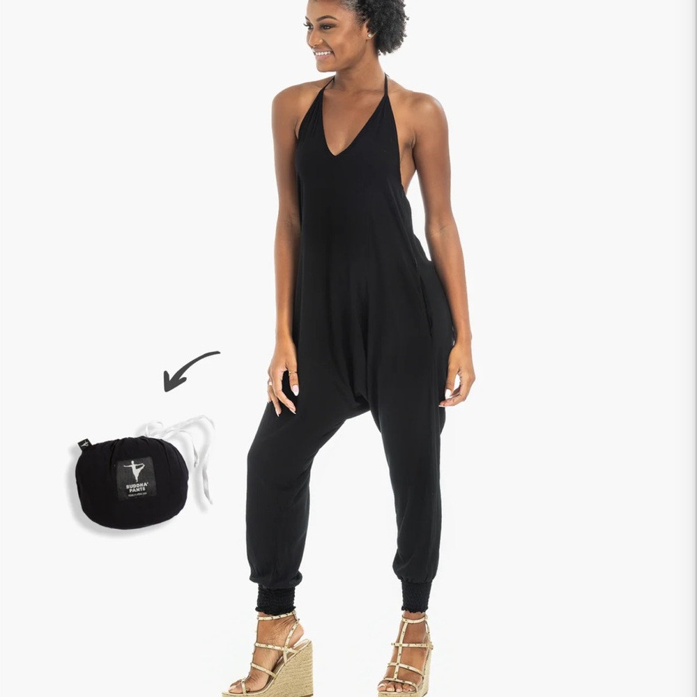 Chic Black Halter Jumpsuit Harem